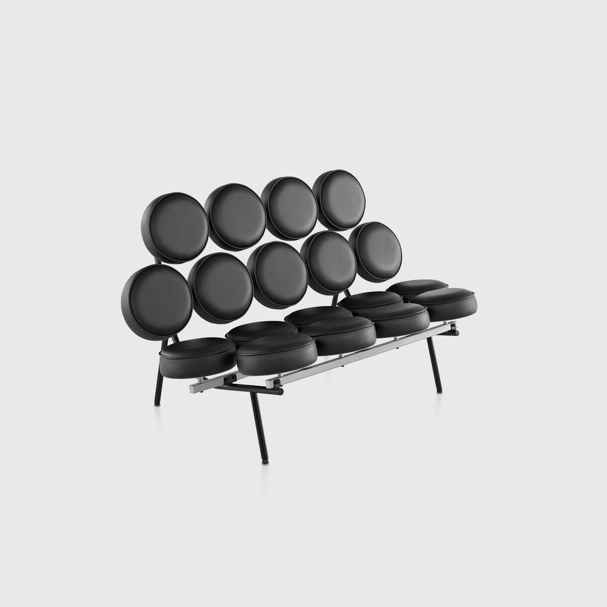 Nelson Marshmallow Sofa, Black Leather