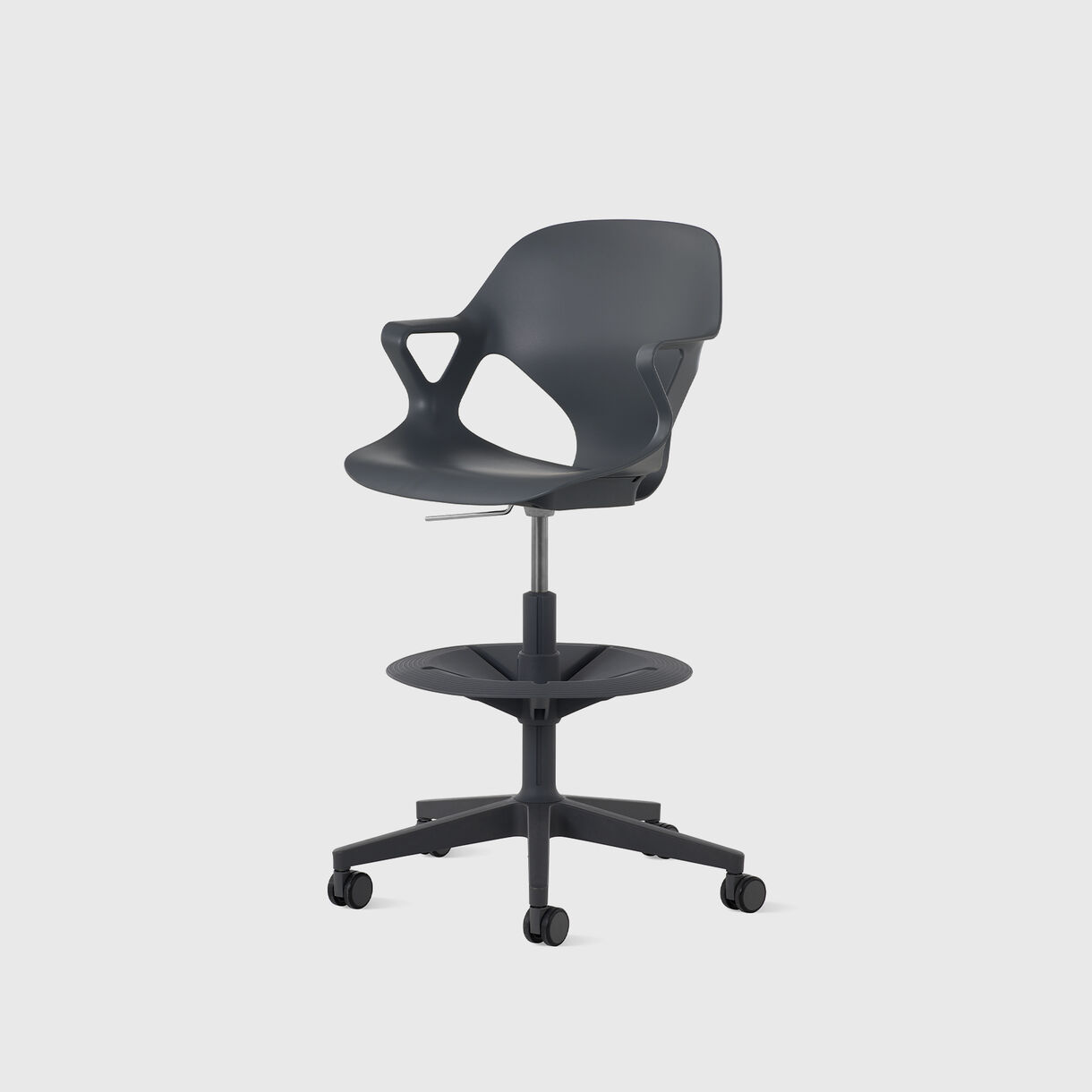 Zeph Multipurpose Stool, Fixed Arms, Carbon