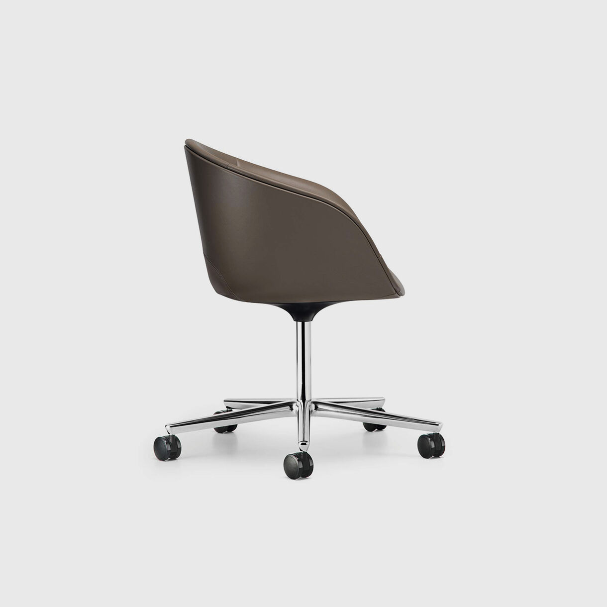 Kyo Chair 5 Star Base, Brown Leather & Silver Base