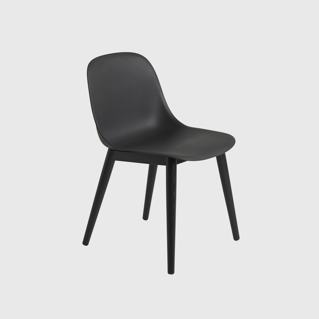 Fiber Side Chair Wood Base, Black