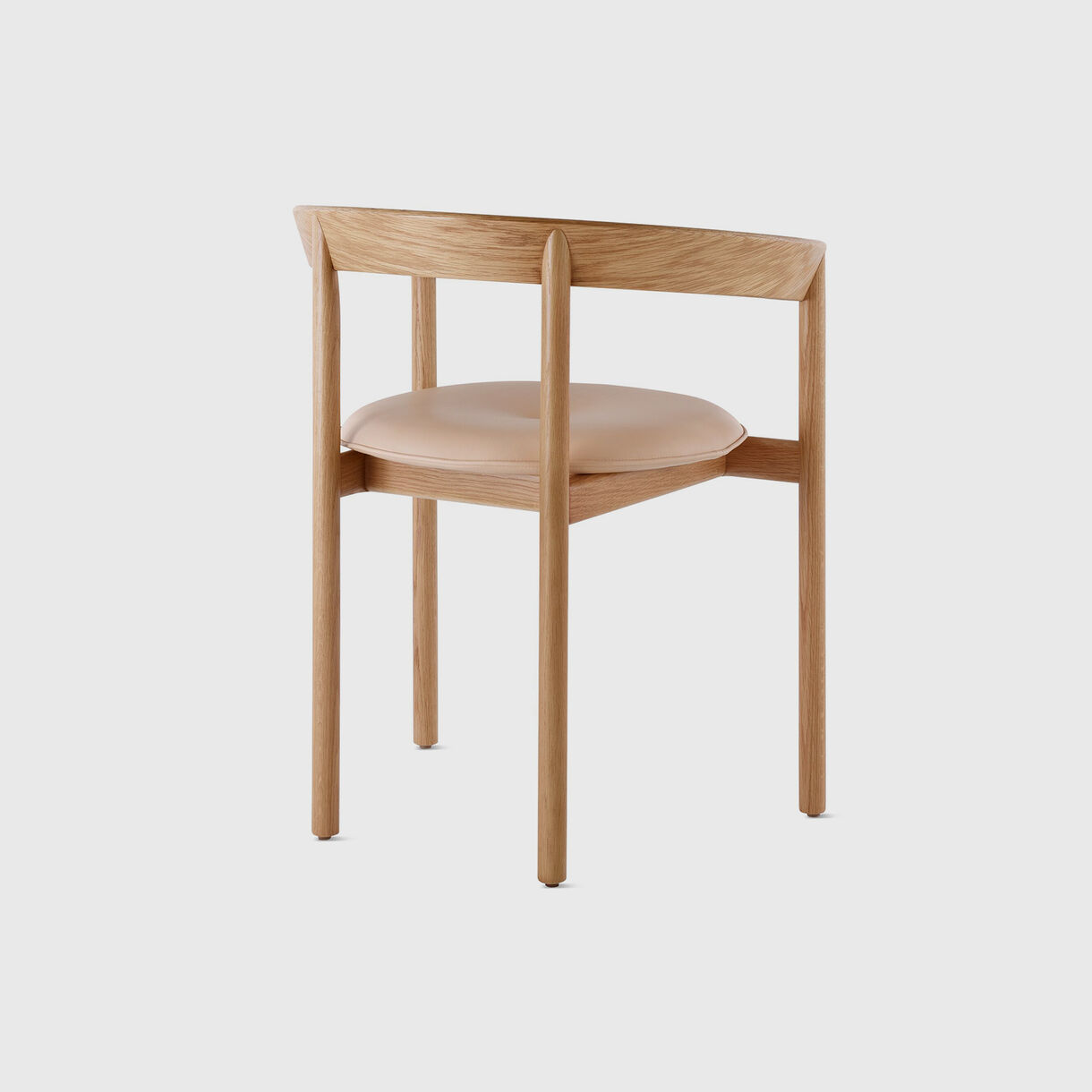 Comma Chair with Arms, White Oak & Tearose Leather