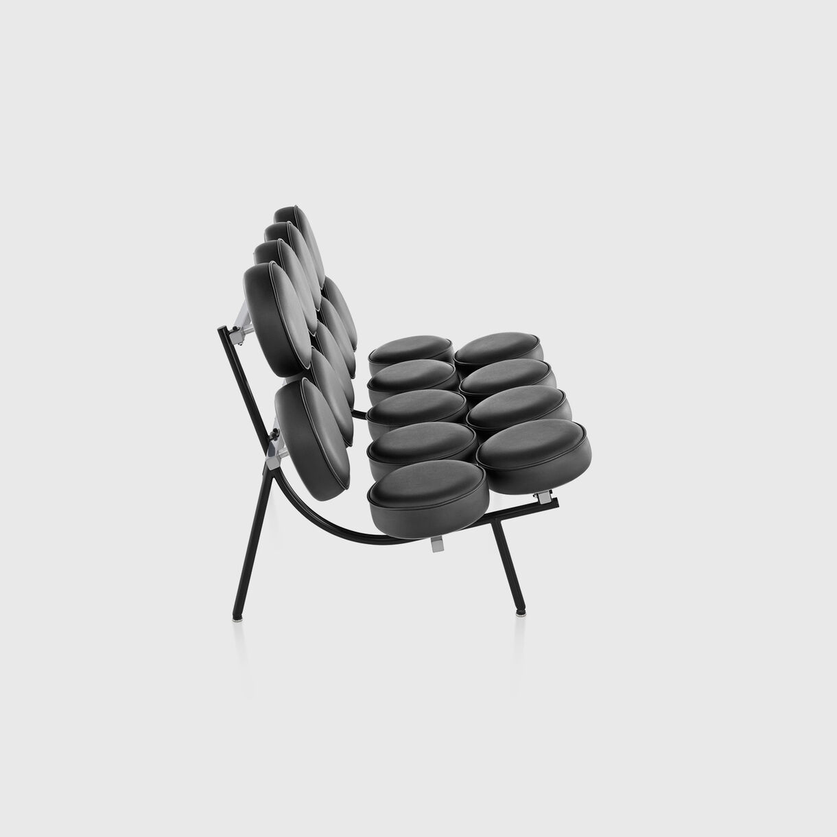 Nelson Marshmallow Sofa, Black Leather, Side