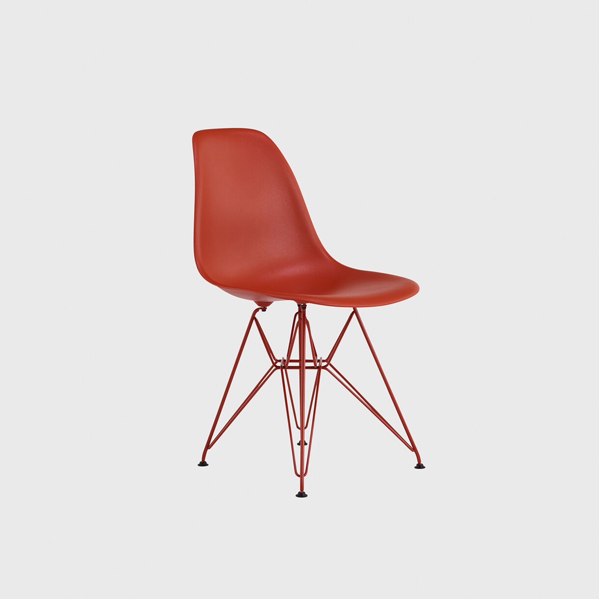 HM x Hay Eames Moulded Plastic Side Chair, Wire Base, Iron Red