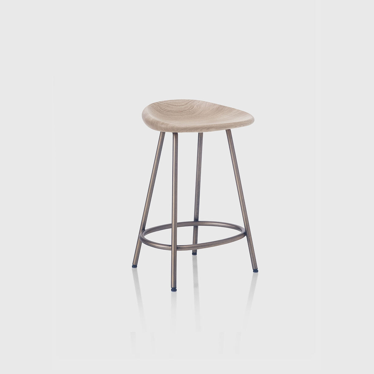 Pebble Counter Stool, Raw Oak & Bronze