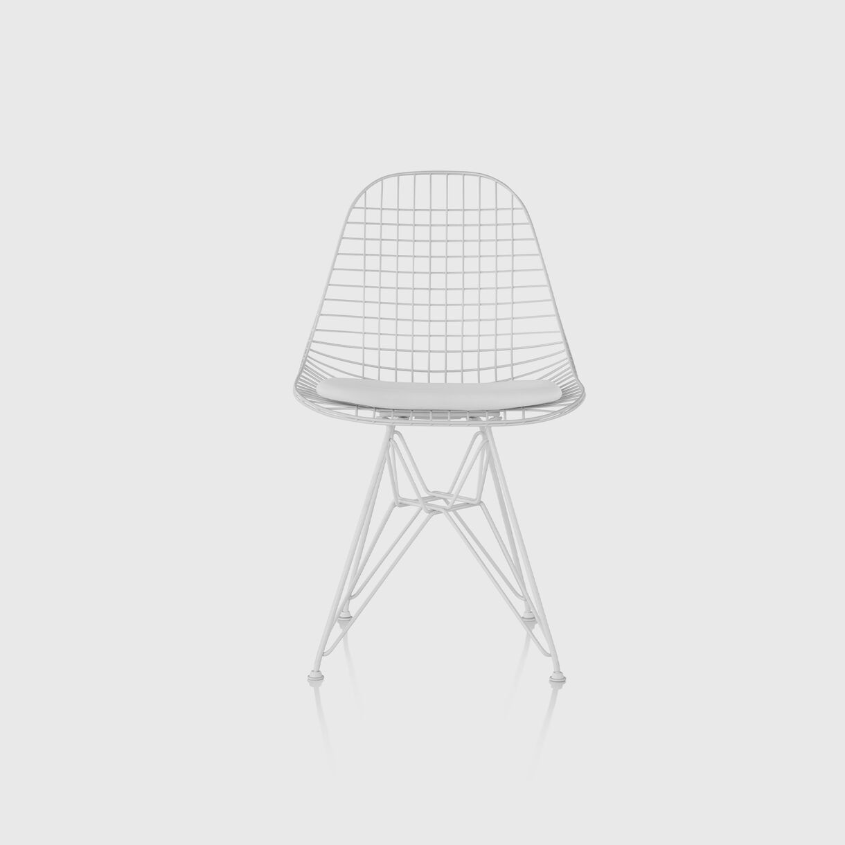 Eames Wire Chair with Upholstered Seat Pad, Wire Base, White