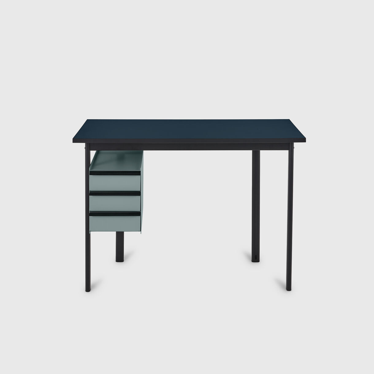 Mode Desk with Storage, Deep Sea Top, Glacier Storage, Black Handles
