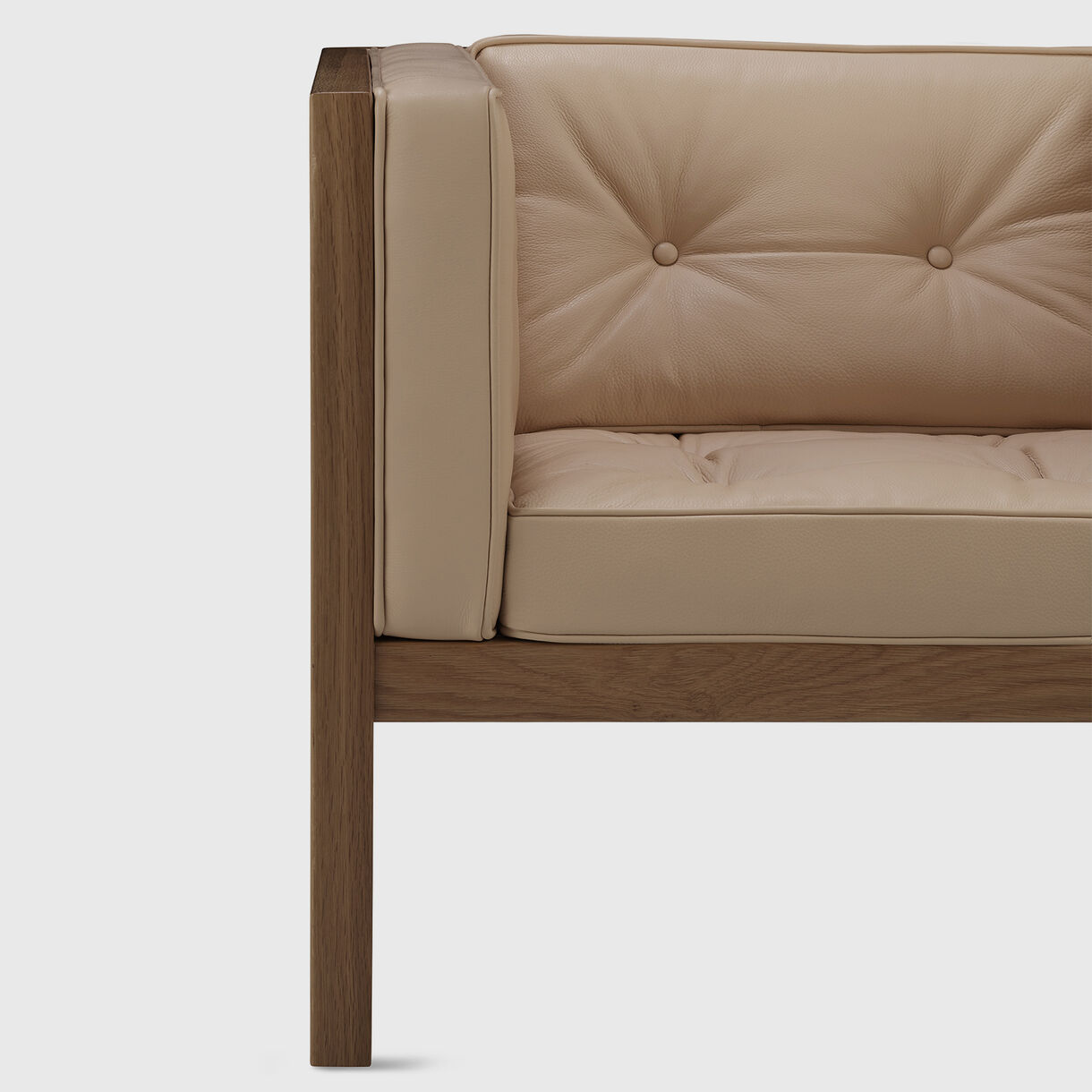 Nelson Cube Sofa, 2070mm, White Oak & Balsa Leather