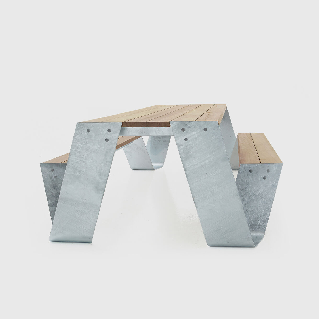 Hopper Picnic Table, Iroko & Steel