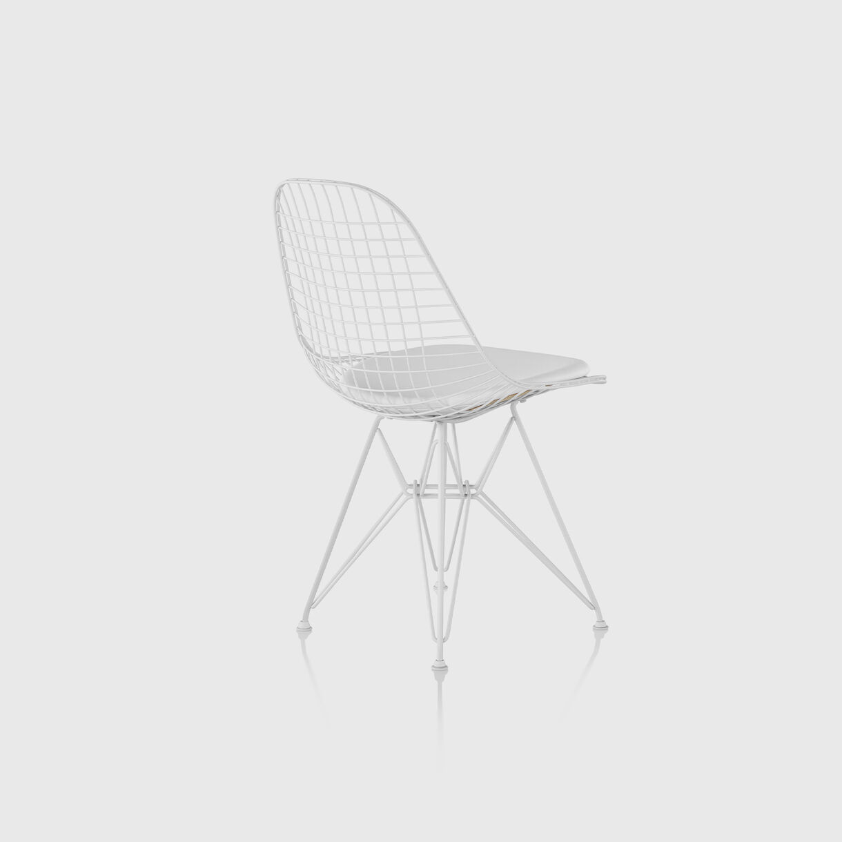 Eames Wire Chair with Upholstered Seat Pad, Wire Base, White