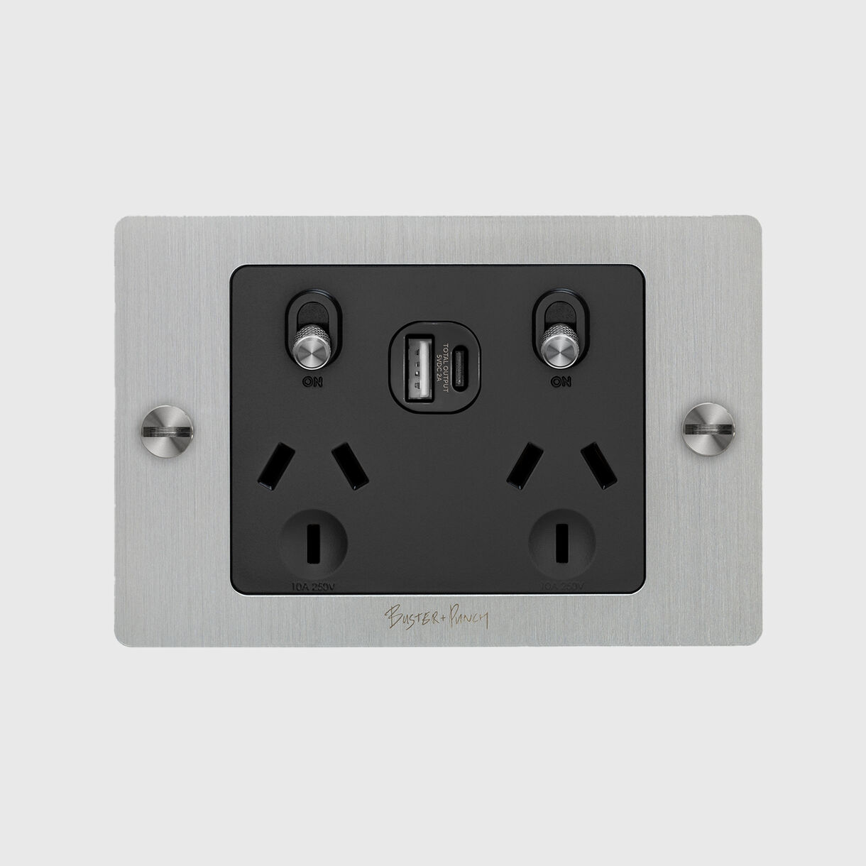 2G GPO + USB A+C Socket, Steel
