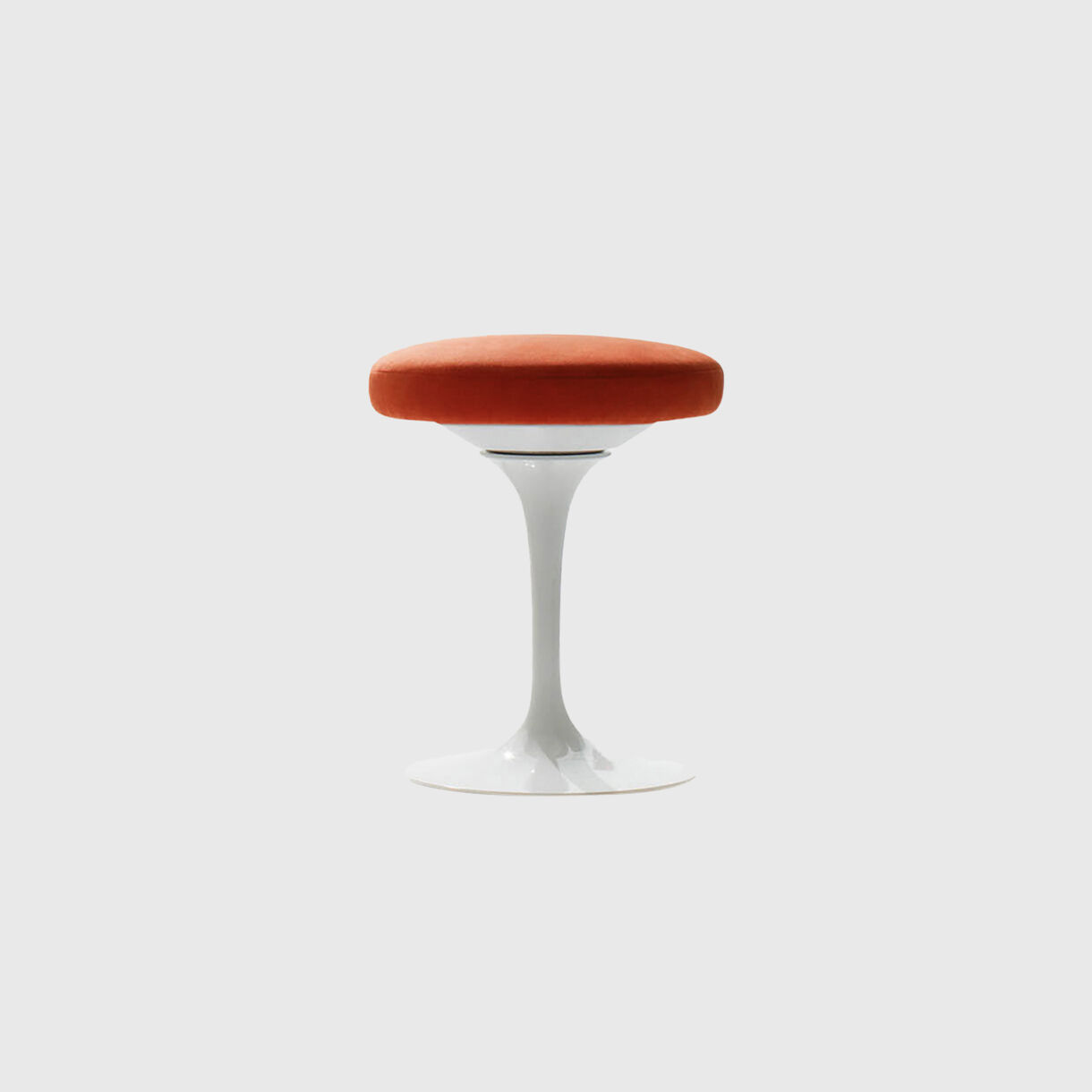 Tulip Stool, White Base, Red upholstery