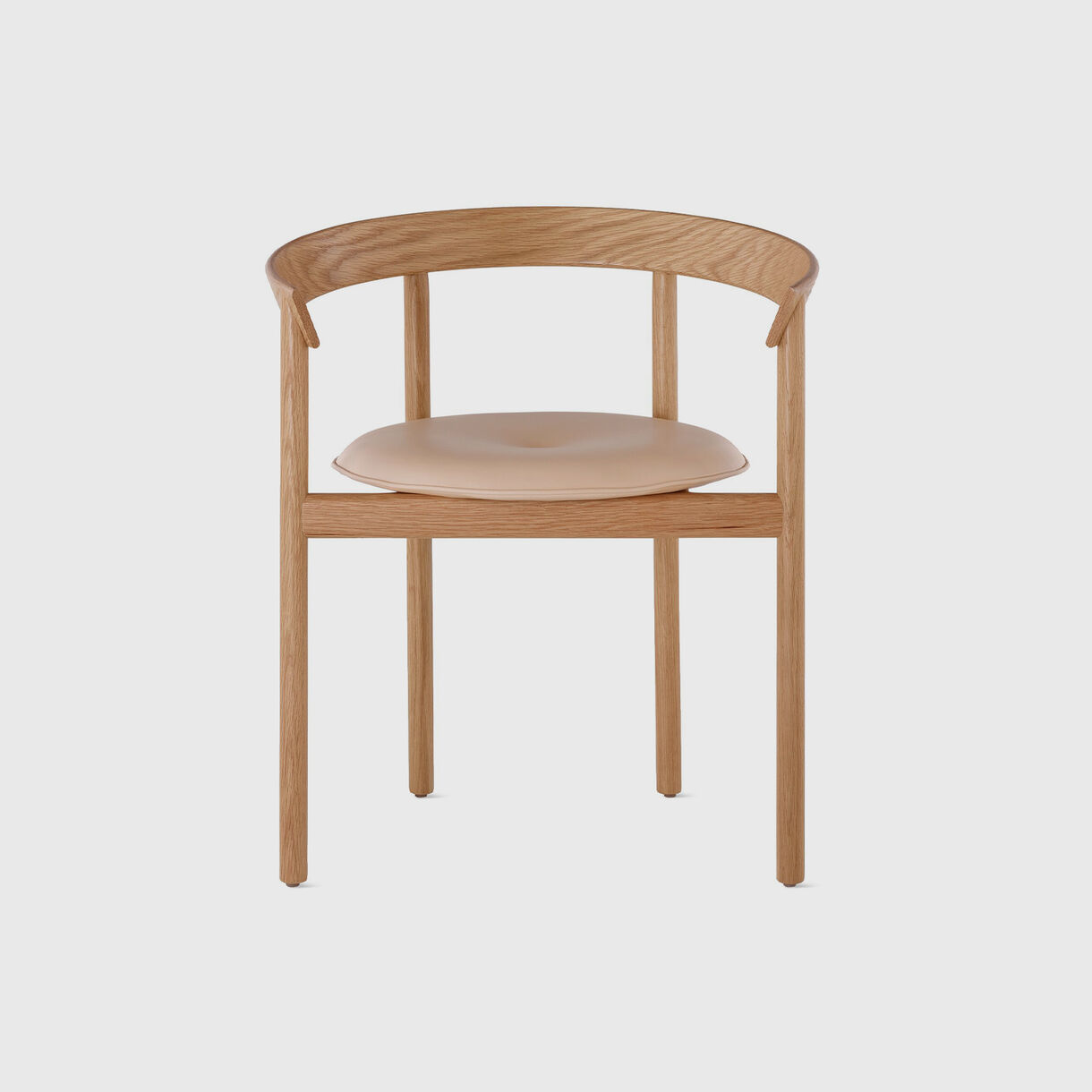 Comma Chair with Arms, White Oak & Tearose Leather