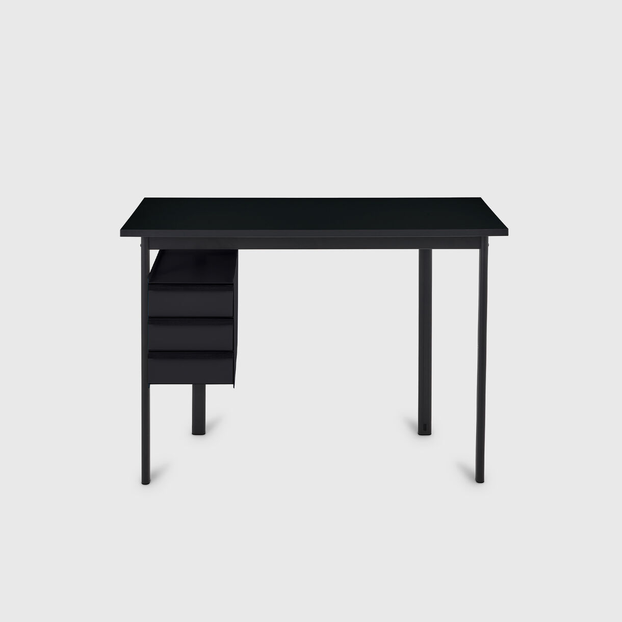 Mode Desk with Storage, Black Top, Black Storage, Black Handles