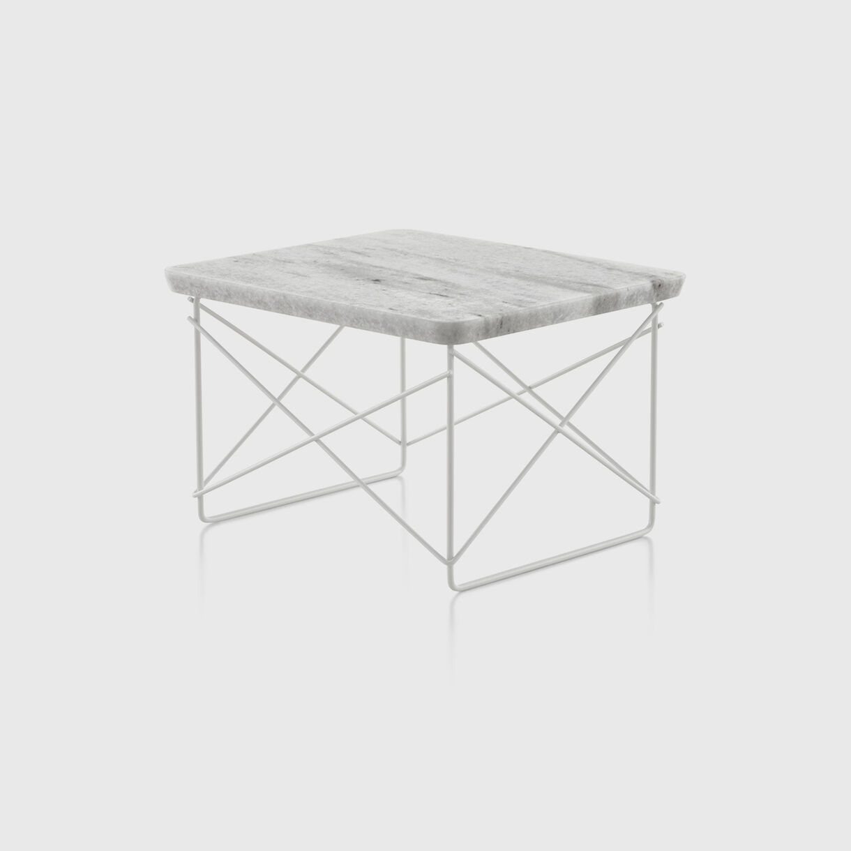 Eames Wire Base Low Table, Georgia Grey Marble & White