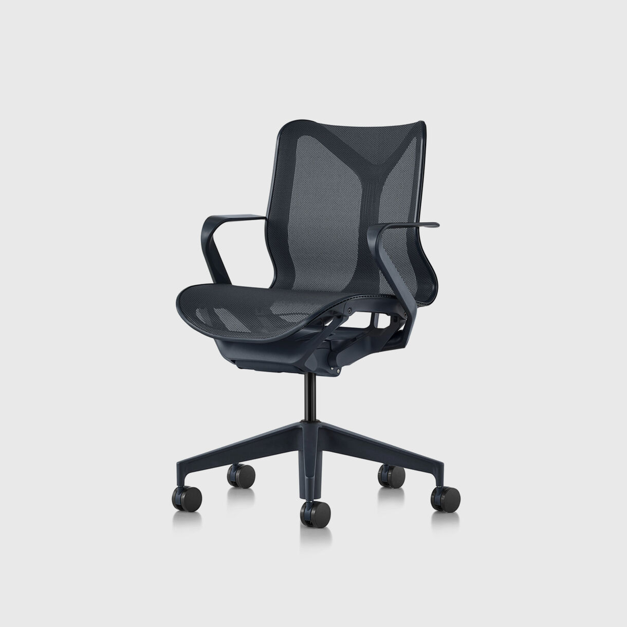 Cosm Work Chair, Low Back, Fixed Arms, Carbon
