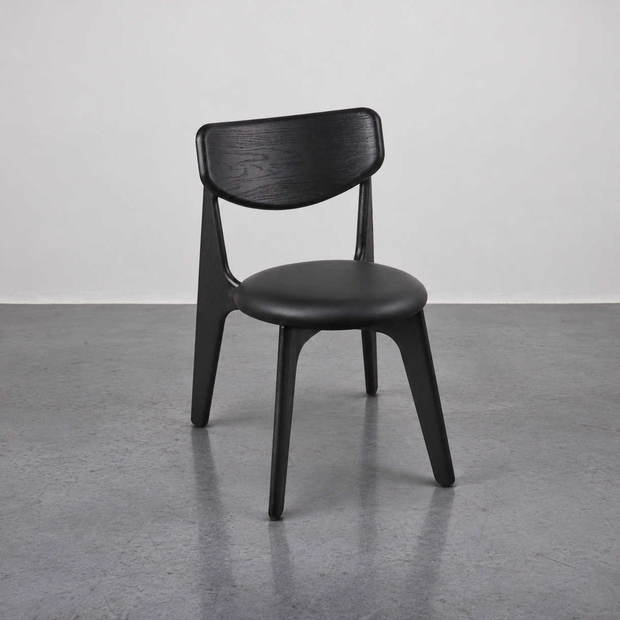 Slab Side Chair, Black Stained Birch and Upholstery