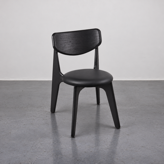 Slab Side Chair, Black Stained Birch and Upholstery