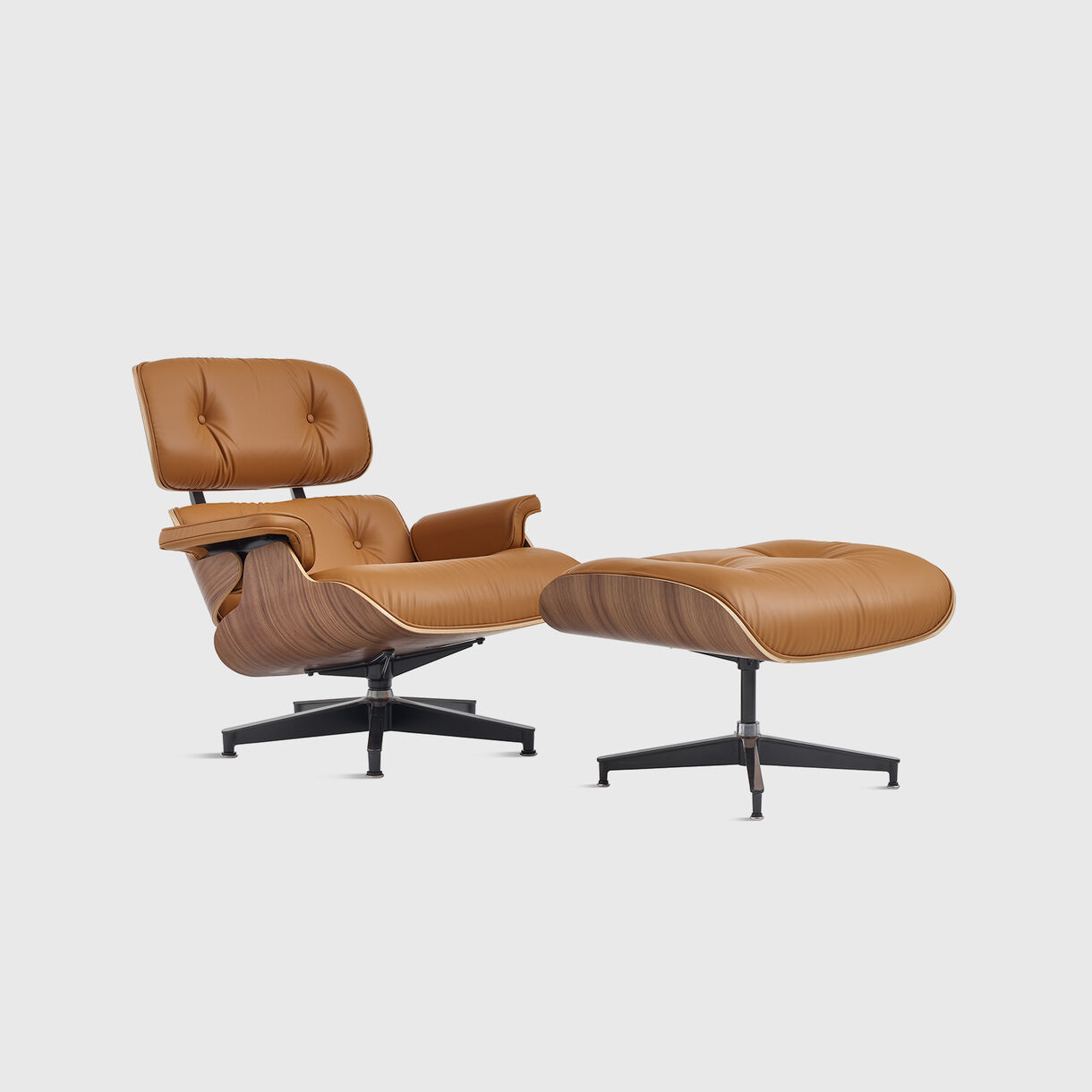 Eames Lounge Chair and Ottoman, Walnut, Bamboo Russet