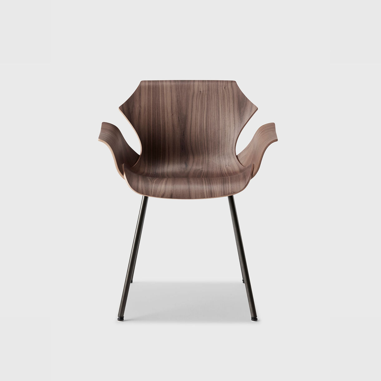 Petal Metal Base Armchair, Walnut