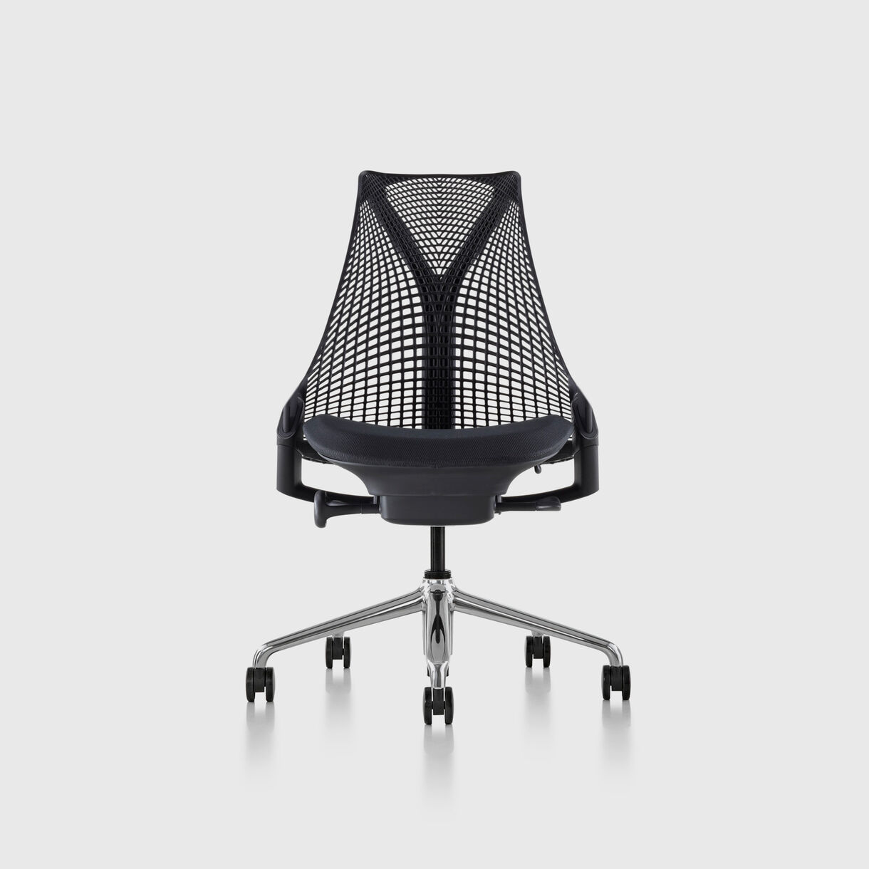 Sayl Chair - Black Frame & Polished Aluminium Base, Zen Onyx Seat - No Arms