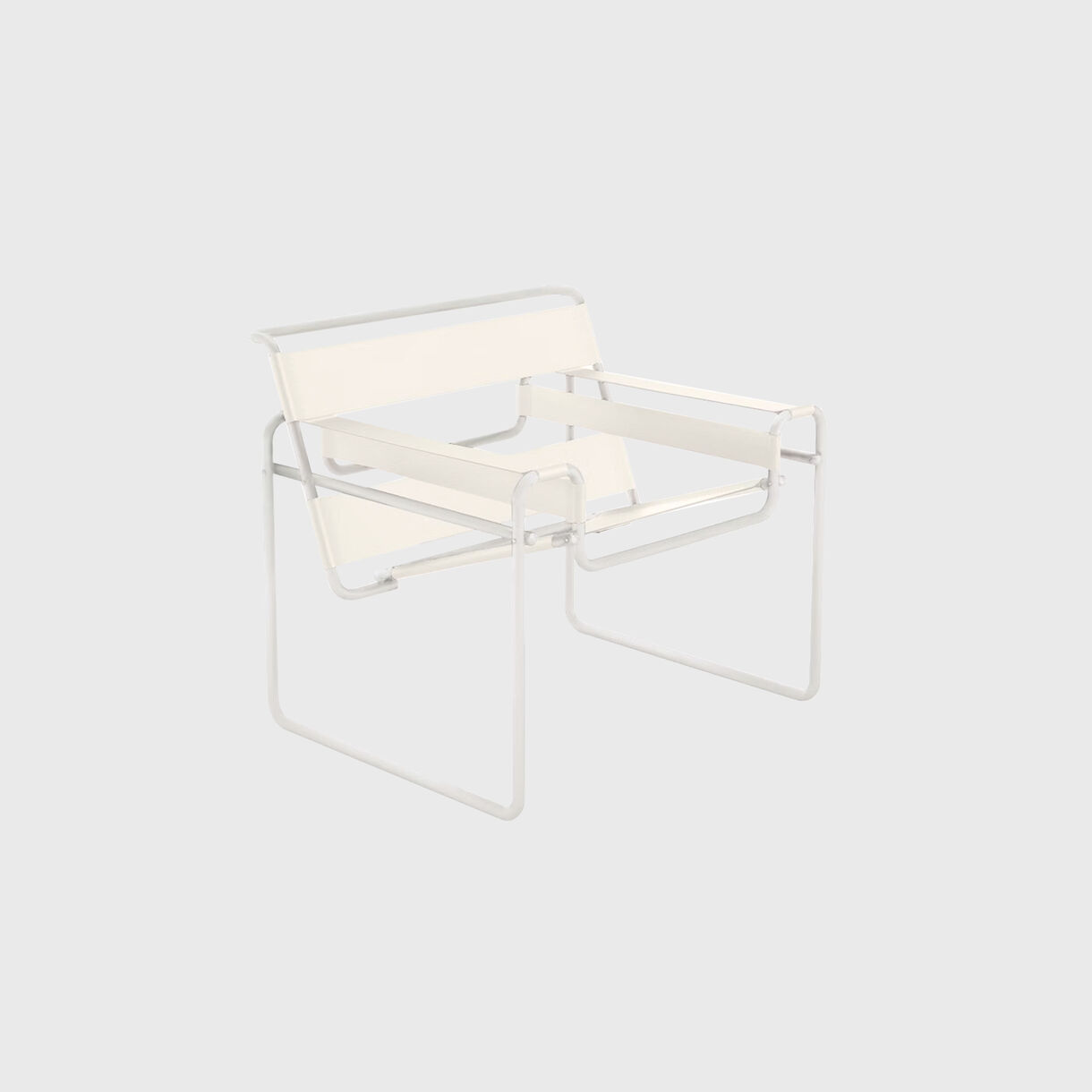 Wassily Chair, Matte White, White Leather