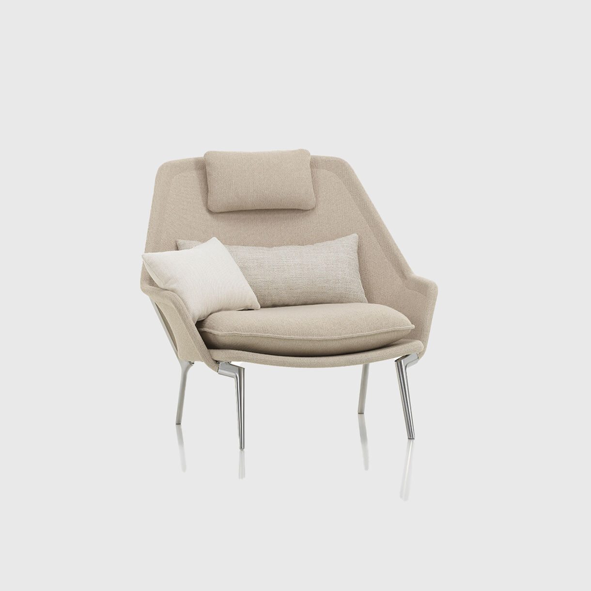 Slow Chair, Flocca Beige, Sand, Ivory Cushions