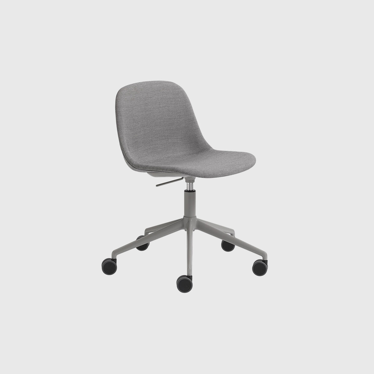 Fiber Side Chair Upholstered, Remix 133, Swivel Base with Castors & Gas Lift, Grey