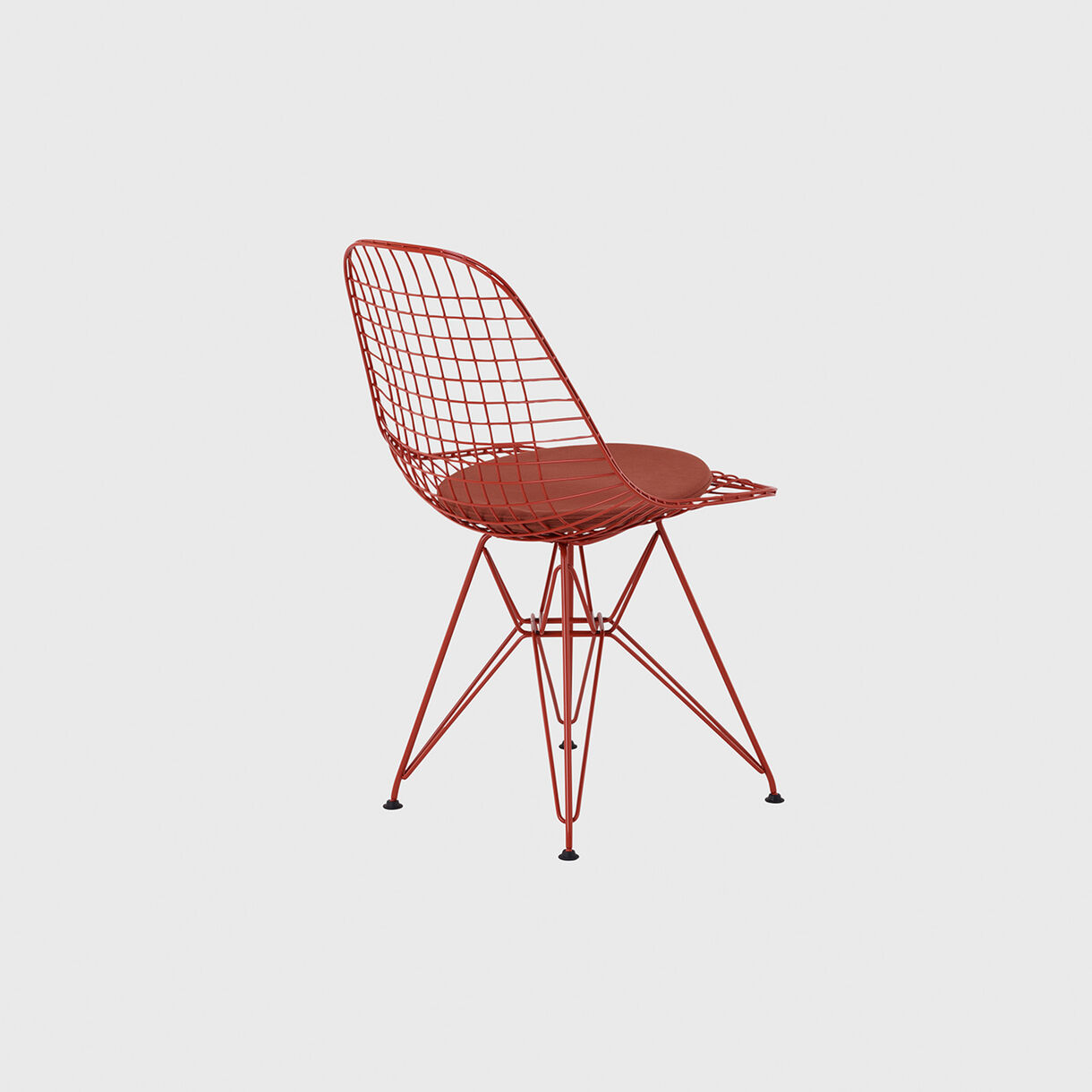 Eames Wire Chair, Upholstered Seat Pad, Iron Red