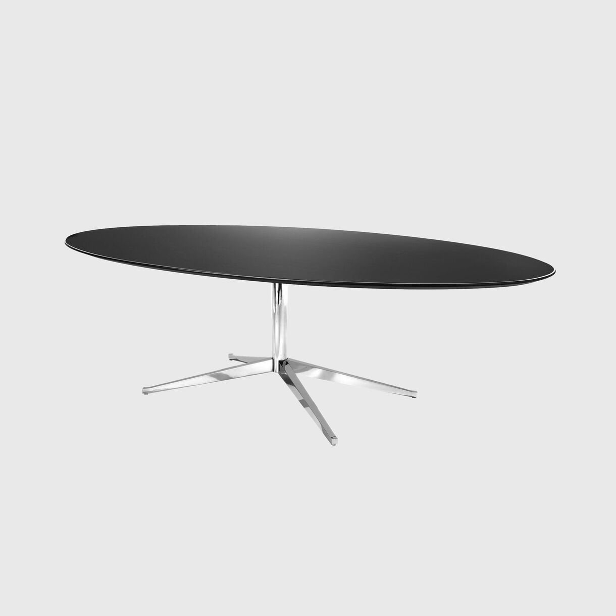 Florence Knoll Table Desk, Oval, Black Laminate
