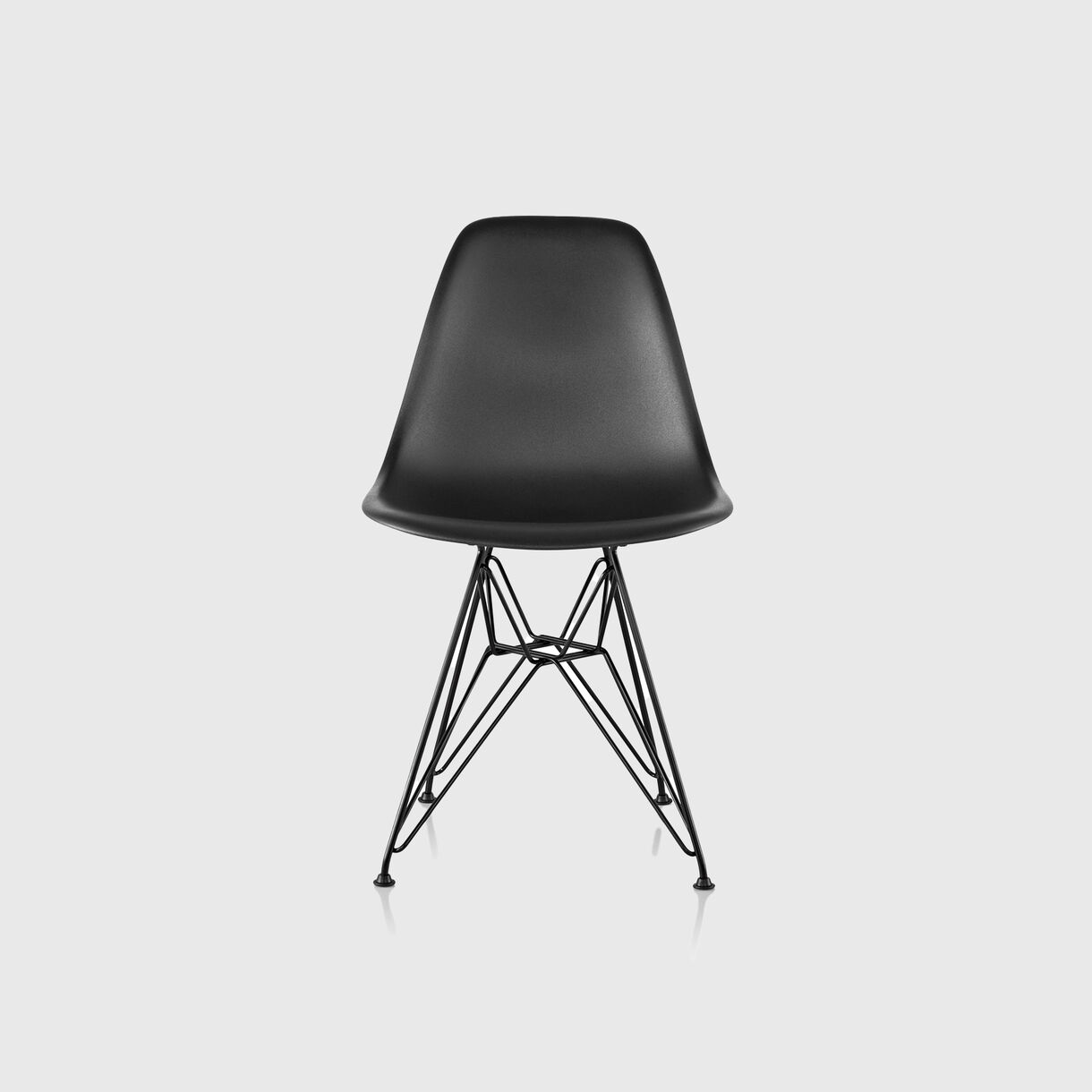 Eames Moulded Plastic Side Chair, Black Seat, Black Base
