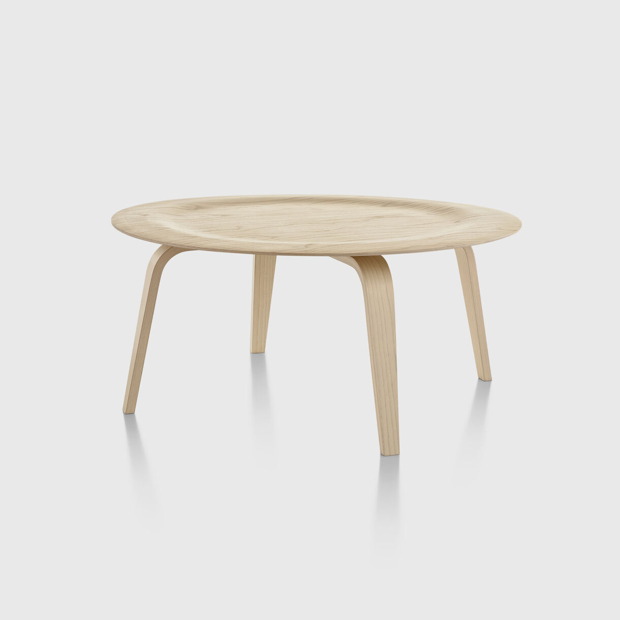 Eames Moulded Plywood Coffee Table, Wood Base, White Ash