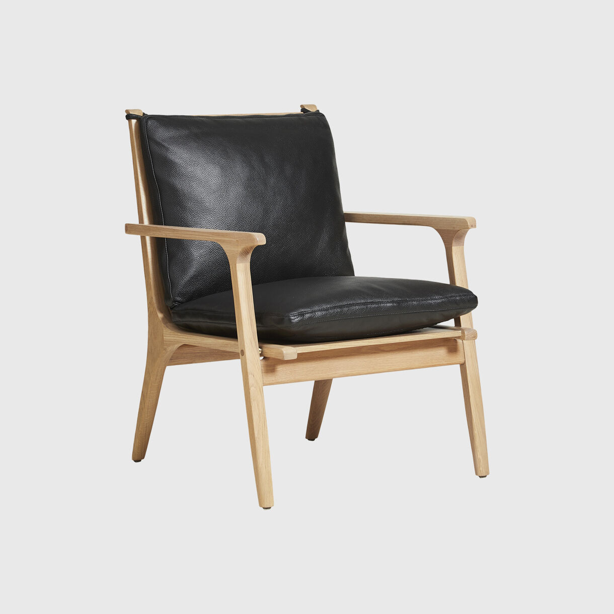 Rén Lounge Chair, Small, Oak & Black Leather