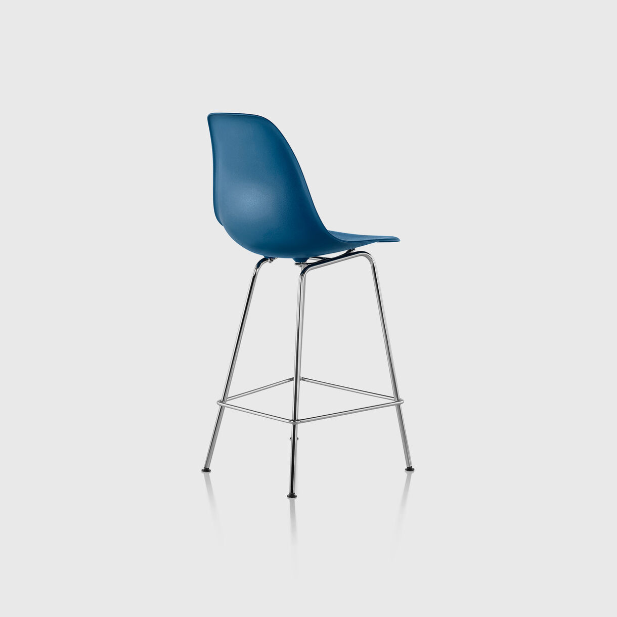 Eames Moulded Plastic Counter Stool, Peacock Blue & Chrome