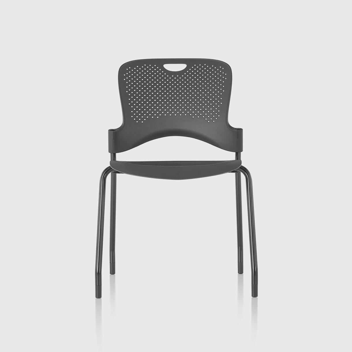Caper Stacking Chair, Moulded Seat - Graphite & Black with Glides