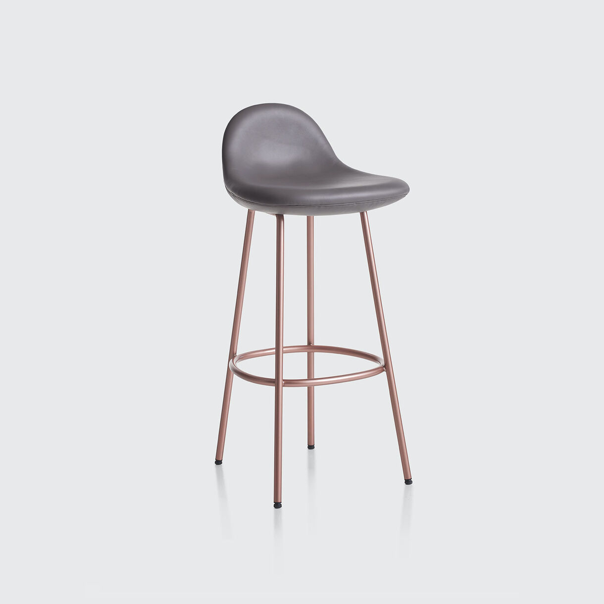 Pebble Padded Bar Stool, Leather & Copper Base
