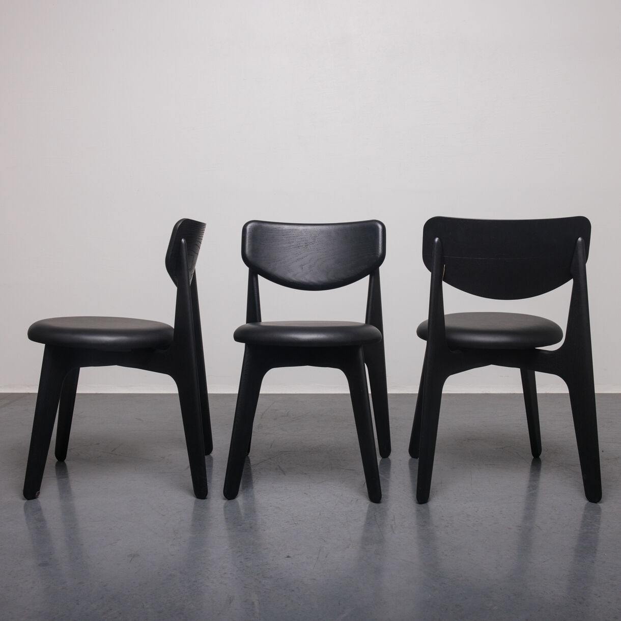 Slab Side Chair, Black Stained Birch and Upholstery