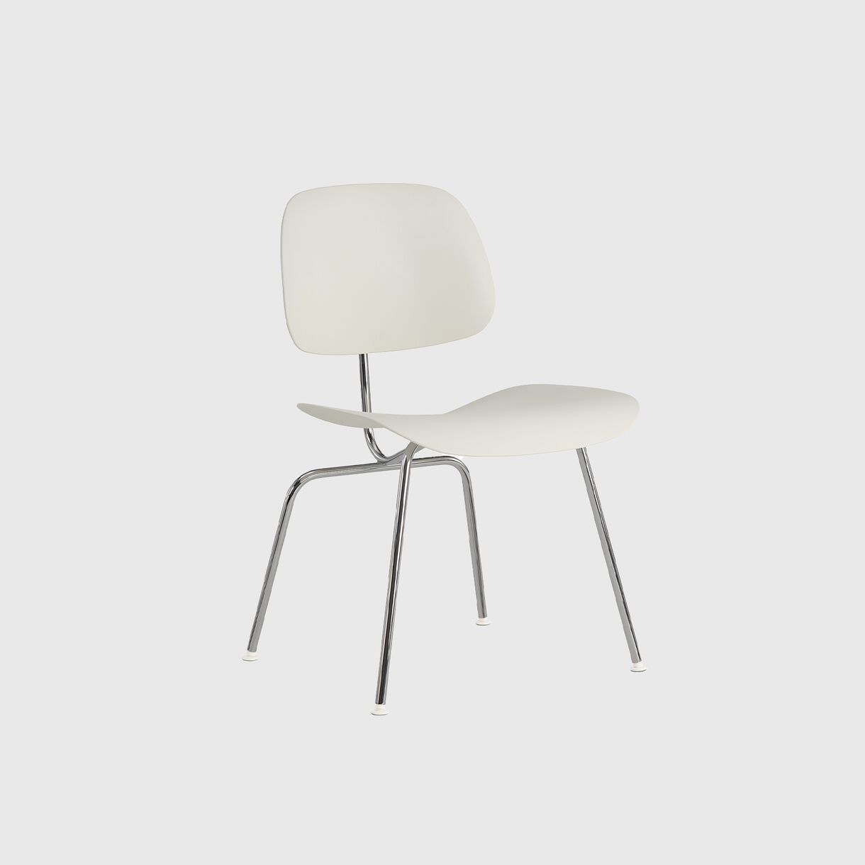 Eames Moulded Plastic Dining Chair, White, Chrome