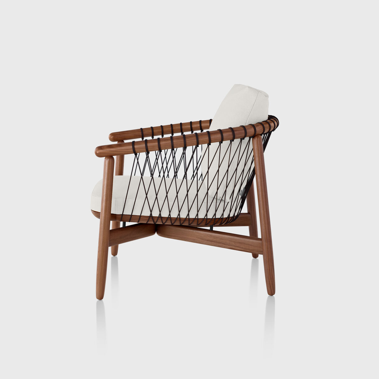 Crosshatch Lounge Chair, Walnut & Snow Capri