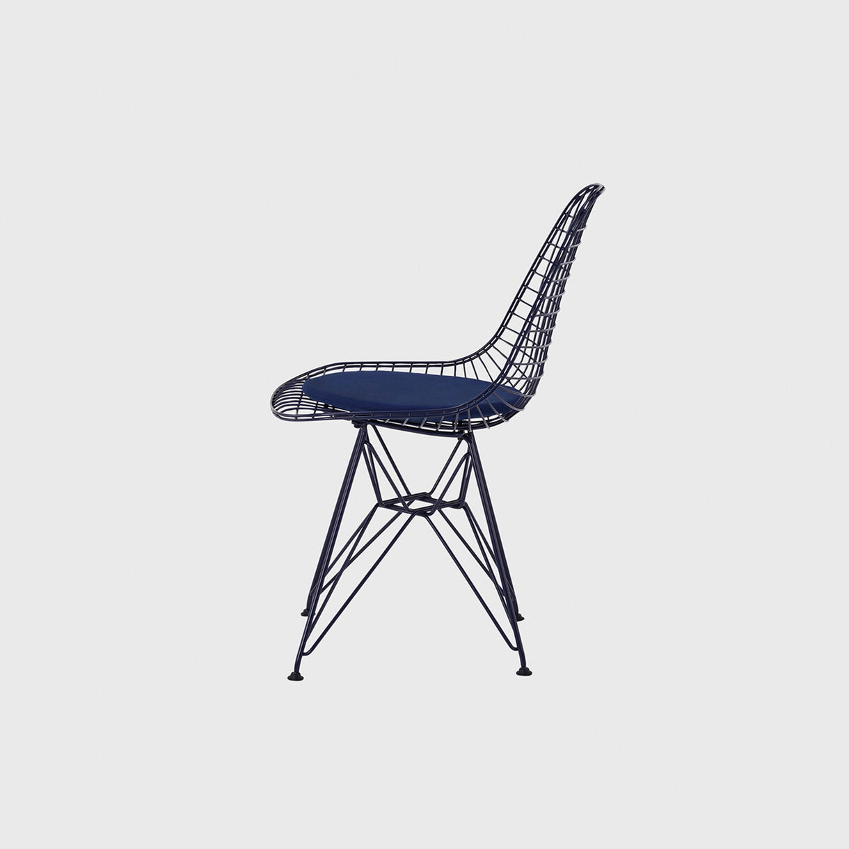 Eames Wire Chair, Upholstered Seat Pad, Black Blue