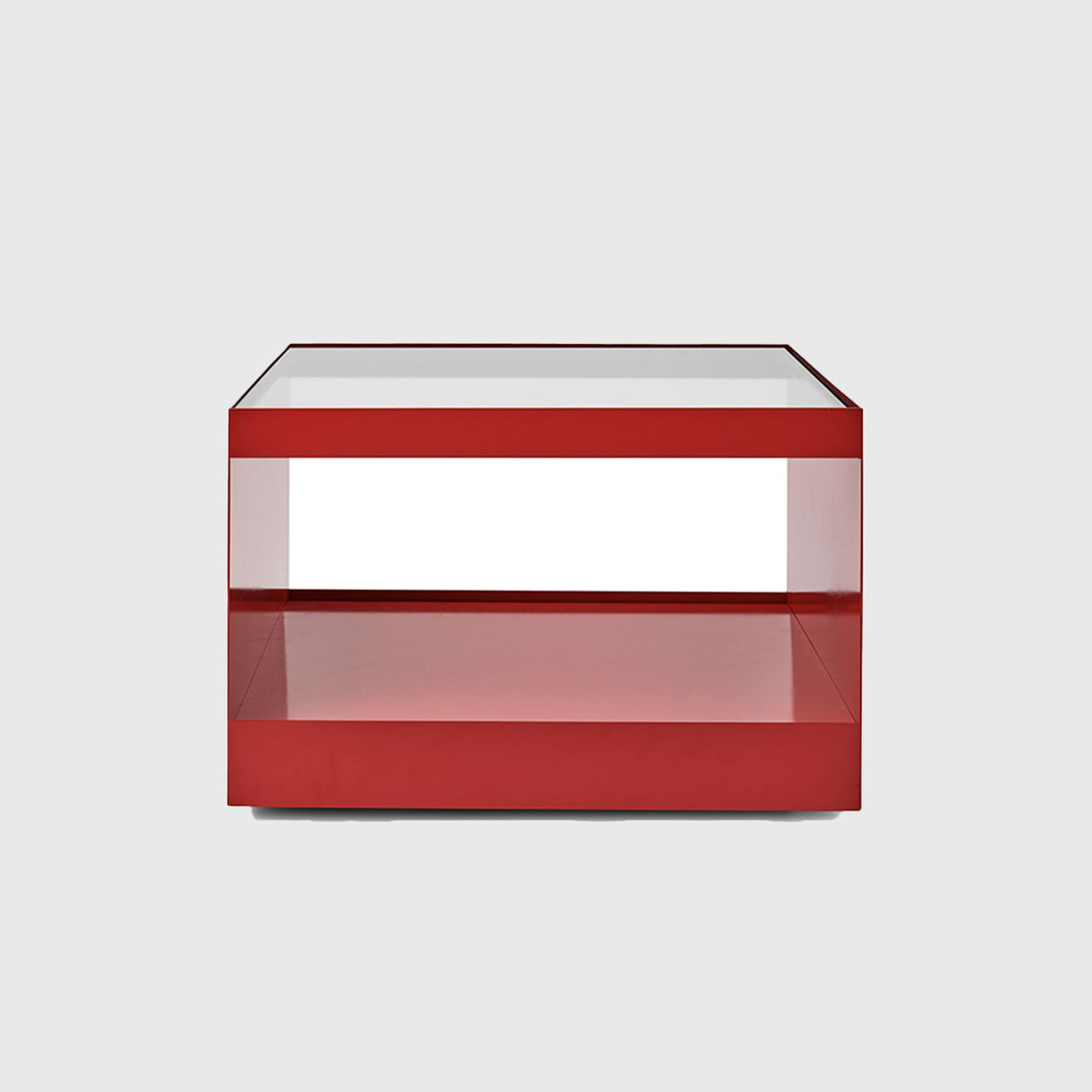 D'Urso Coffee Table, Small, Crimson, Clear Glass