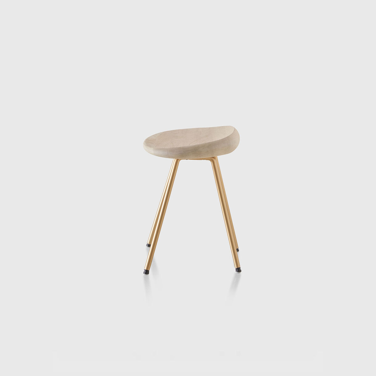 Pebble Stool, White Oak & Brass Base