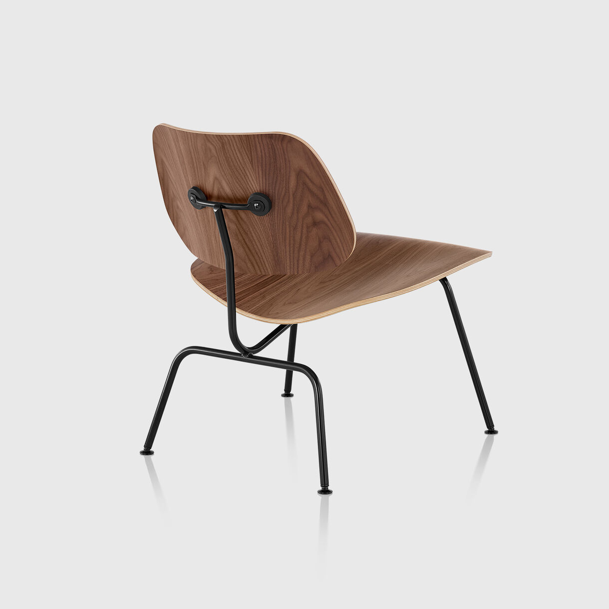 Eames Moulded Plywood Lounge Chair, Metal Base, Walnut & Black
