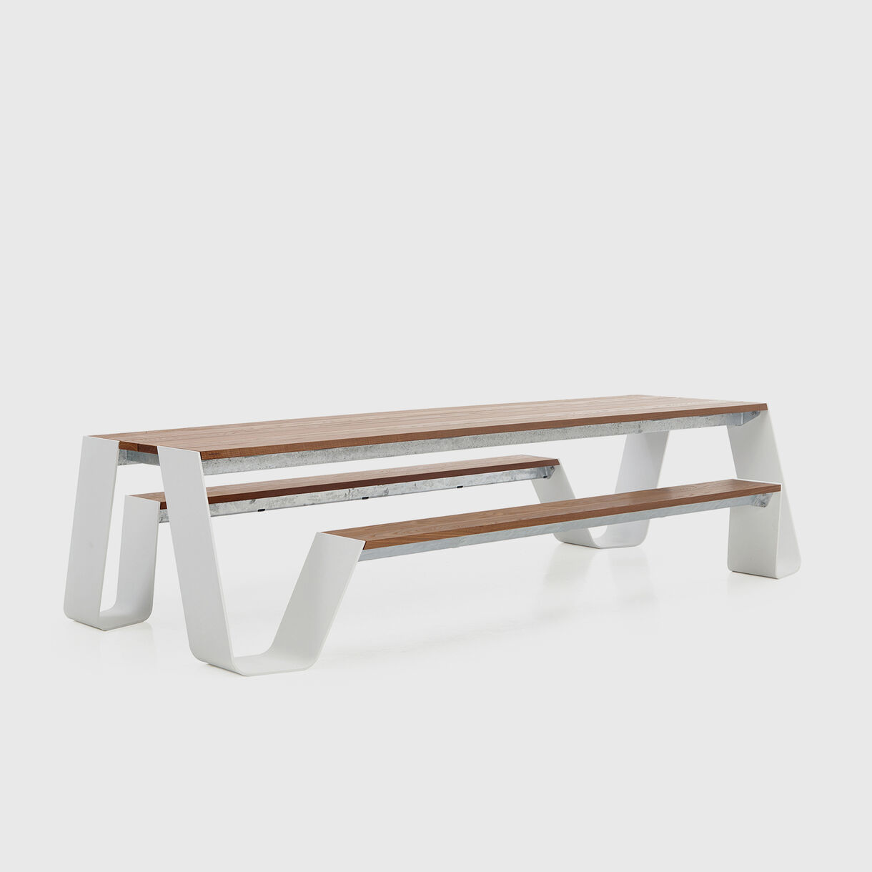Hopper Picnic Table, Iroko & White