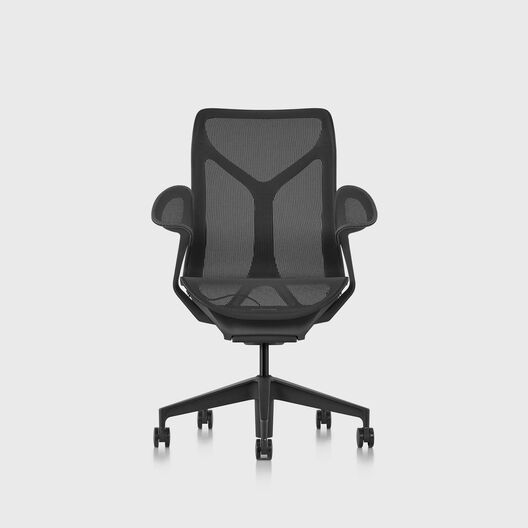 Cosm Chair, Graphite, Mid Back, Leaf Arms