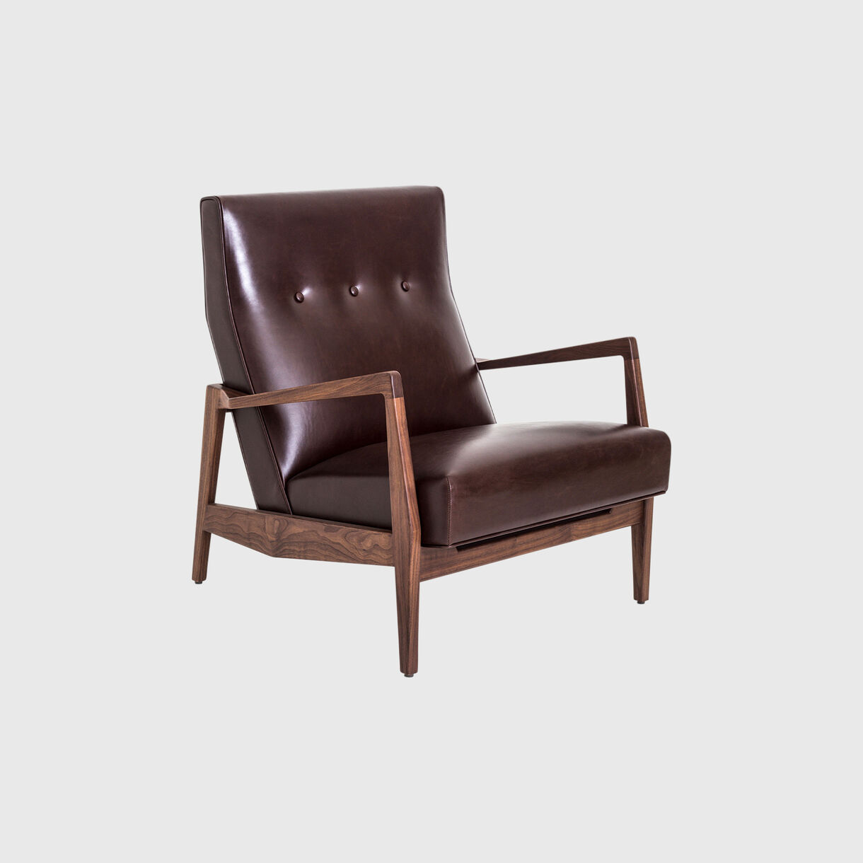 Risom Lounge Chair, Bellagio Leather - Dark Brown New 25, Walnut