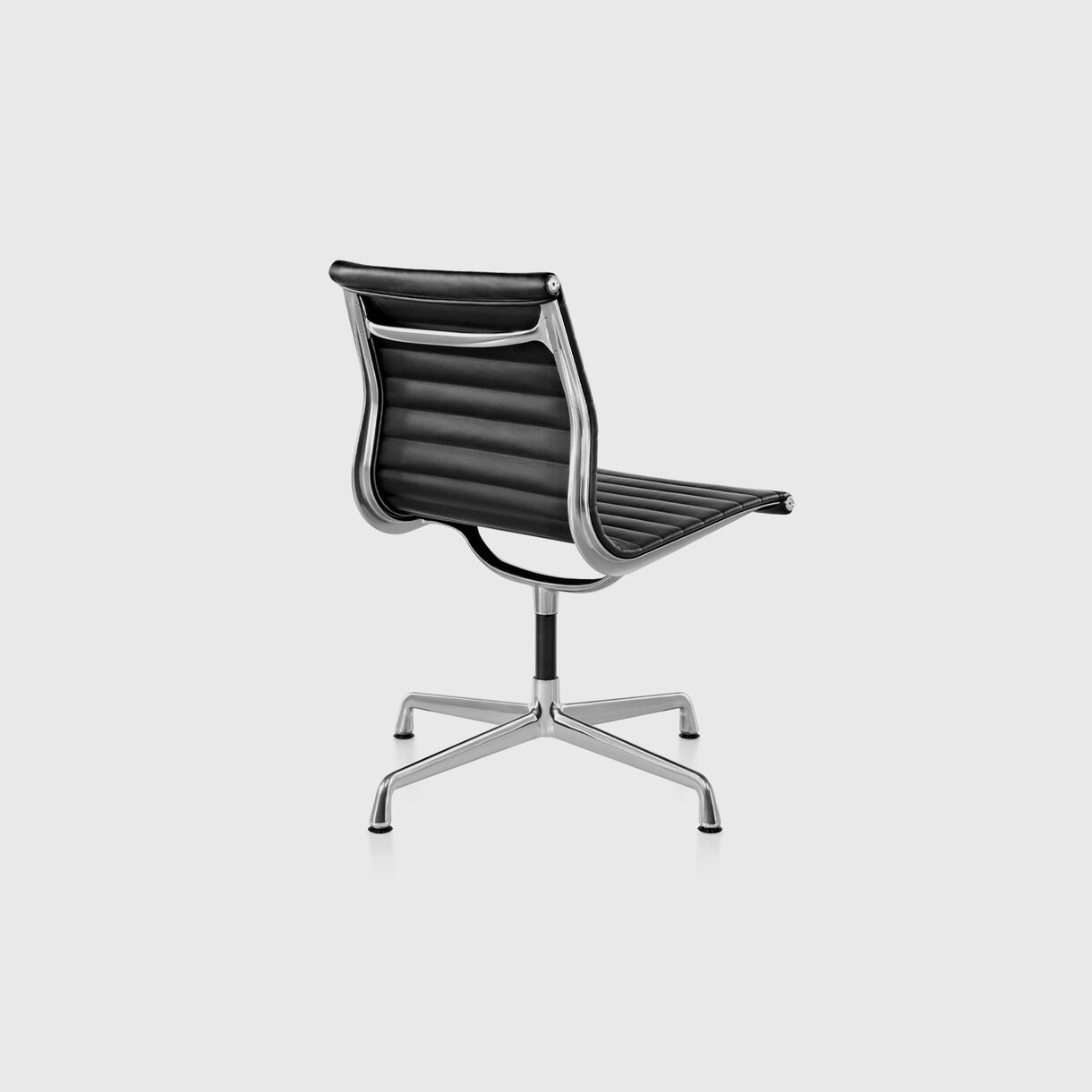 Eames Aluminium Group Side Chair, No Arms, Black & Polished Aluminium