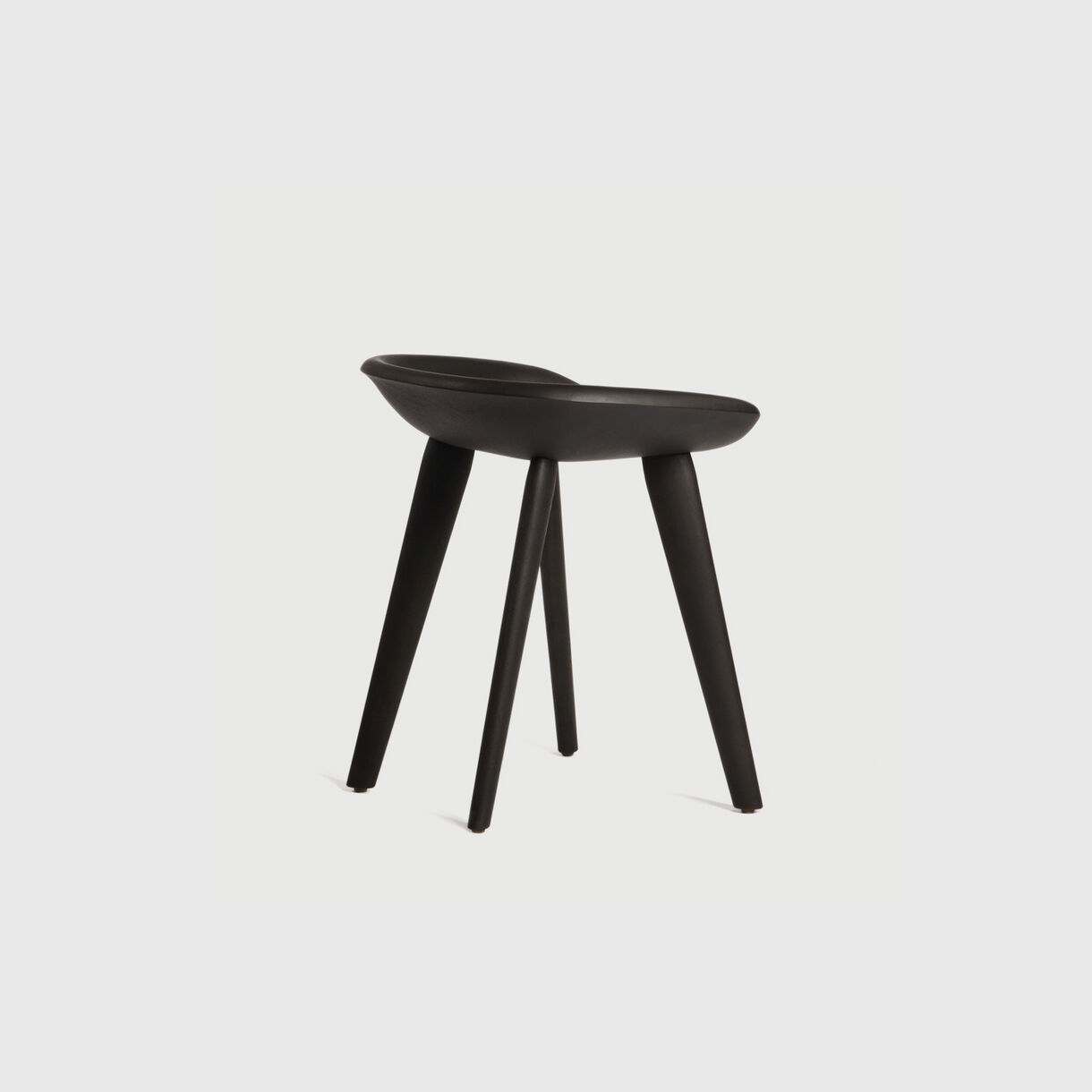 Tractor Low Stool, Ebonised Ash