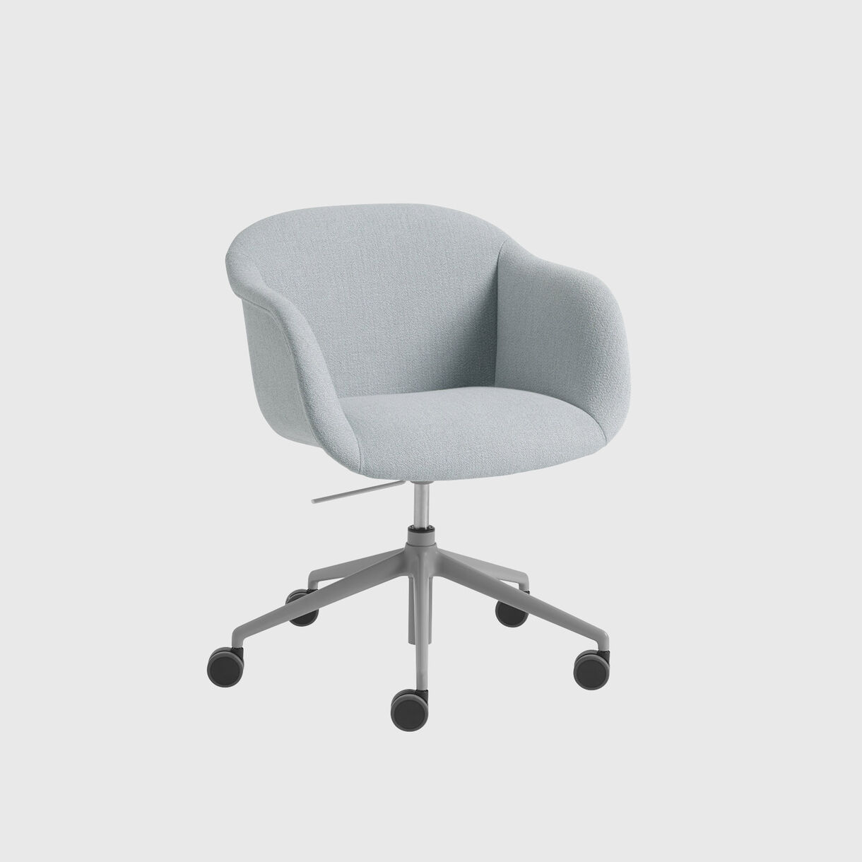 Fiber Soft Armchair Castors and Gas Lift, Ecriture Grey