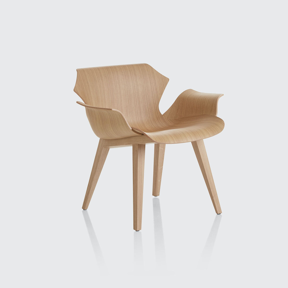 Petal Metal Base Lounge Armchair, Ebonised Oak