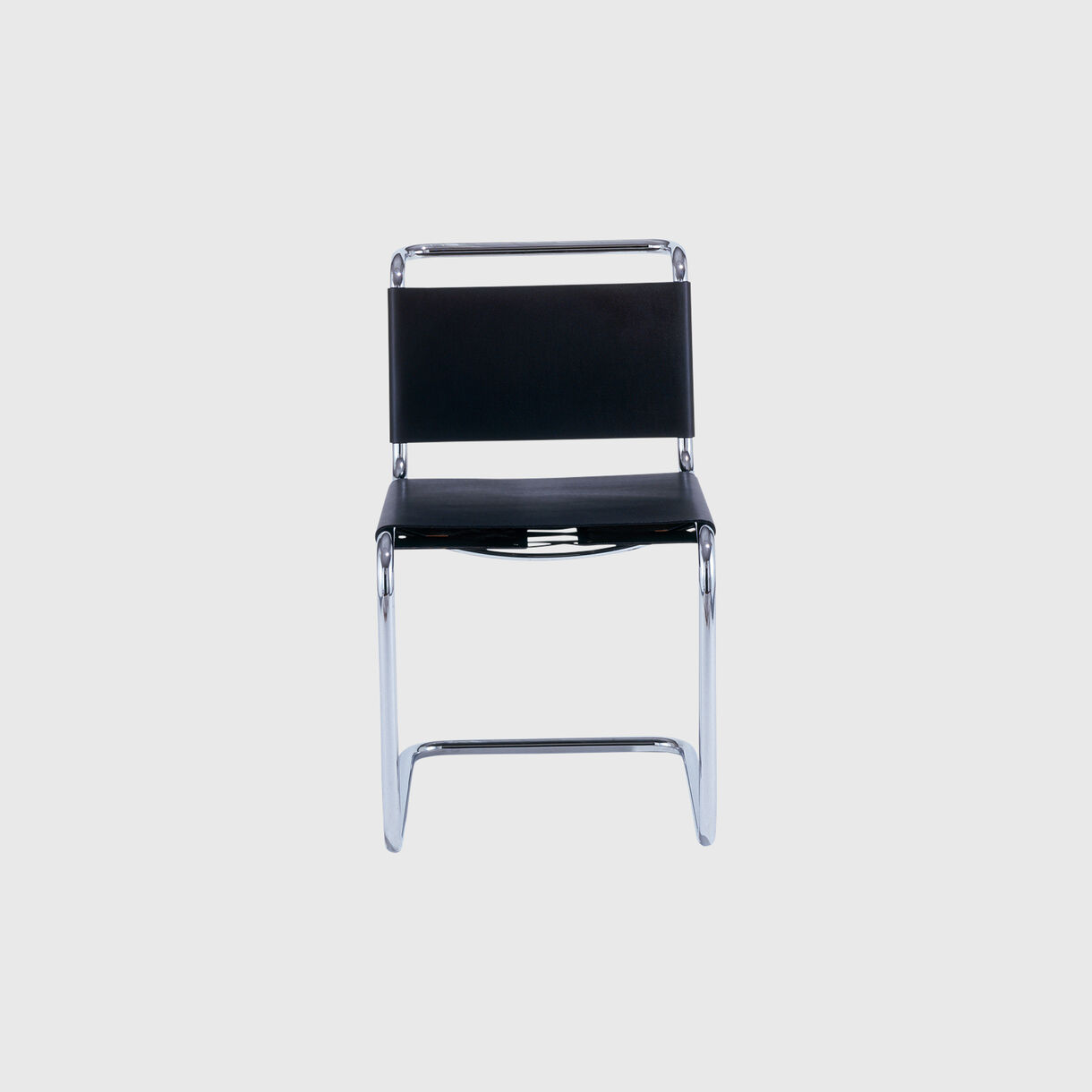 Spoleto Chair, Black Leather, Chrome